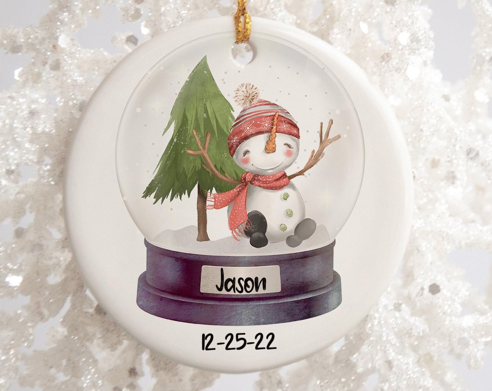 Snowglobe Snowman Ornament Personalized Snowman Ornament Cute Snowman with Custom Name Christmas Ornament Gift for Child