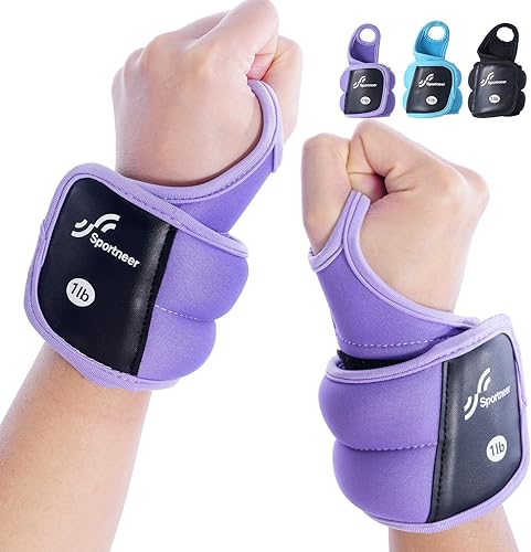 Sportneer Pesas de muñeca con agujero para el pulgar para hombres y mujeres, pesas para mano de brazo para correr, caminar, trotar, fisioterapia,