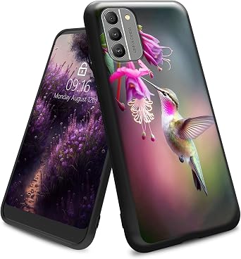 Case for Nokia G310 5G / Nokia G42 5G Phone Case,Stand Case,Ultra Thin Shockproof Anti-Slip Soft Silicone Gel Black TPU Protective Phone Case for Nokia G310 6.56",Hummingbird Pink Cherry