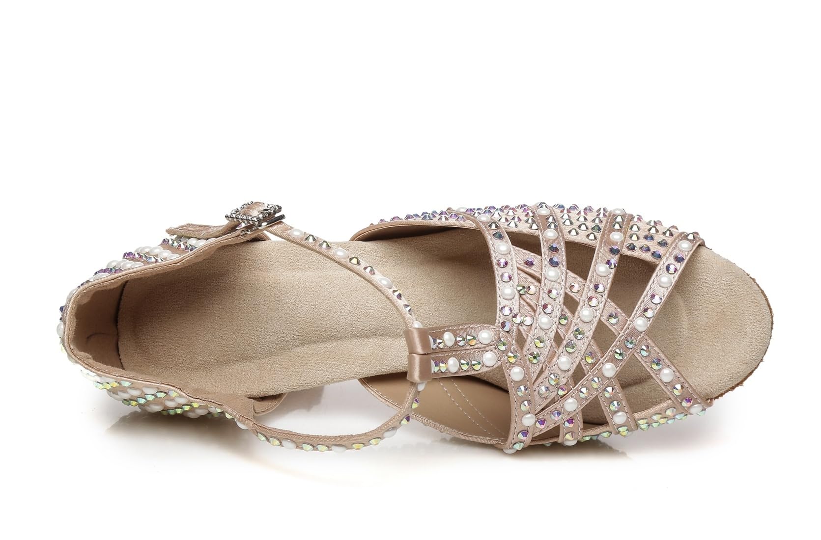 Damen Latein Tanzschuhe Absatzs mit Strass Hochzeit Abend Sandalen Schuhe