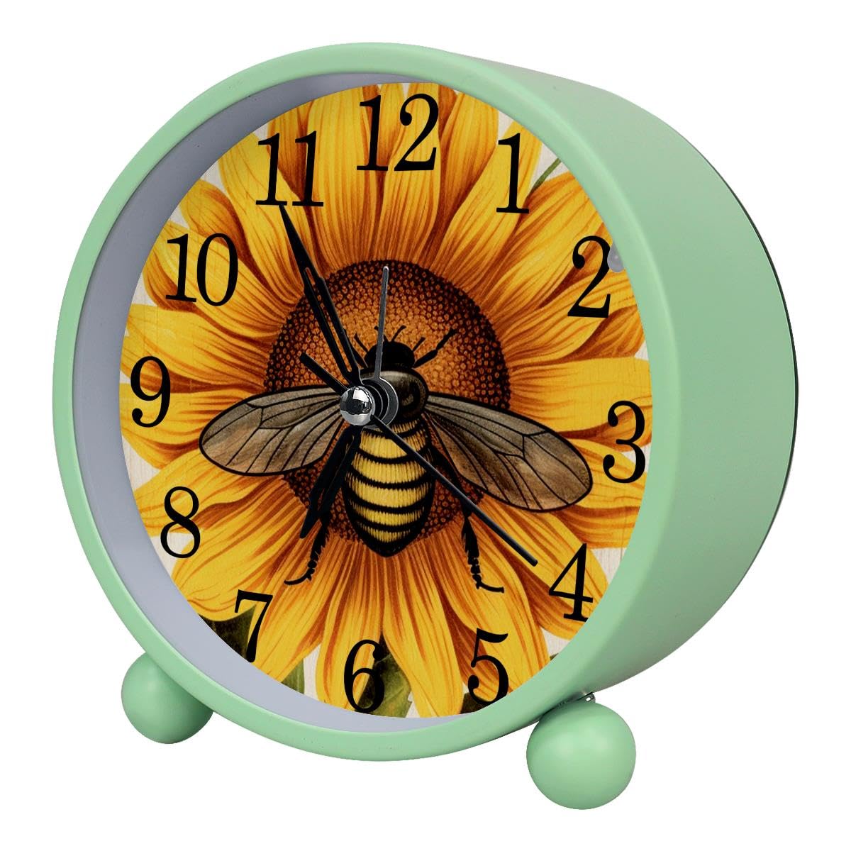 Luoweisi Alarm Clock Sunflower Bee, Silent Non-Ticking with Night Light