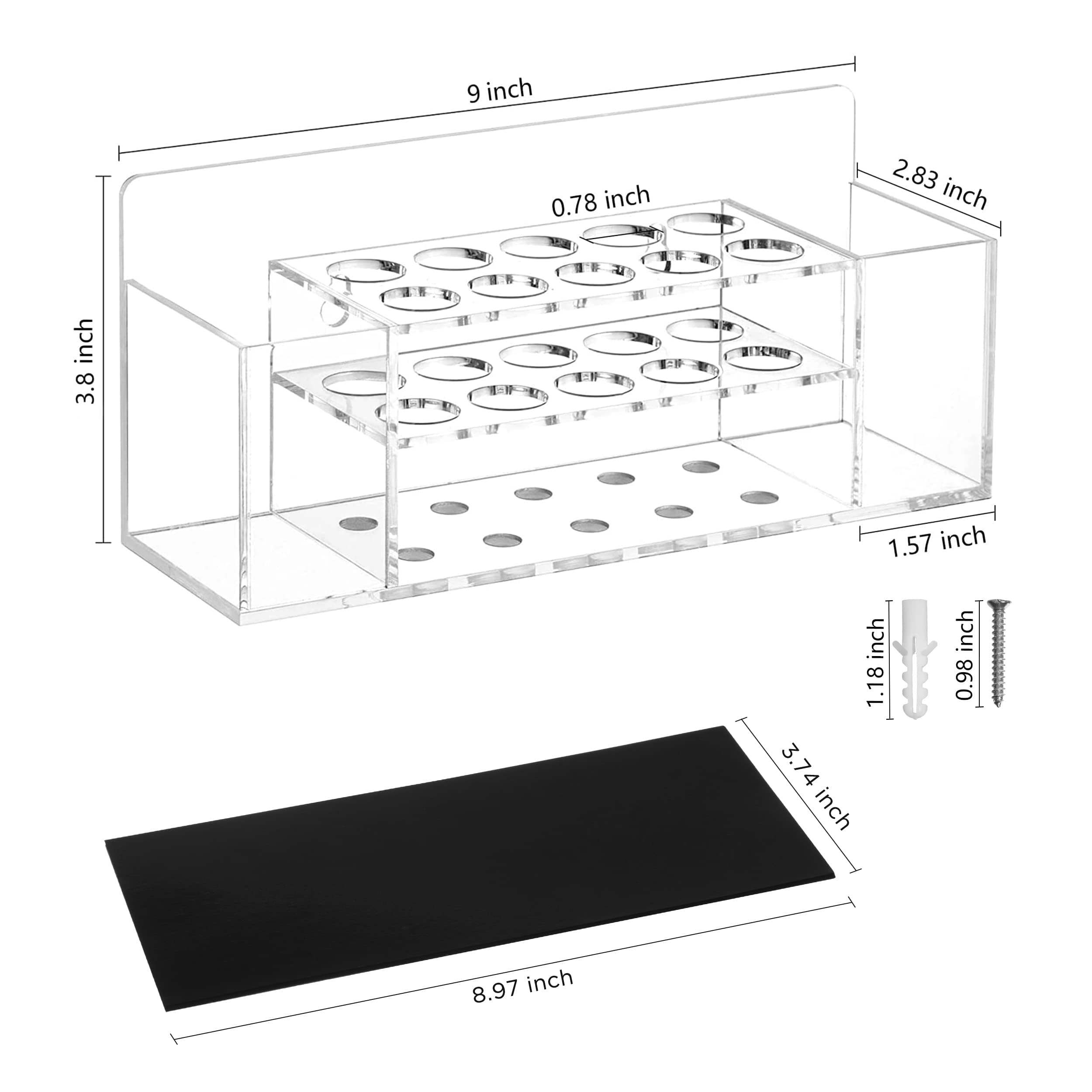 Magnetic Dry Erase Marker Holder - Wall Mount Acrylic Organizer With 10 Slots, Black - View #10