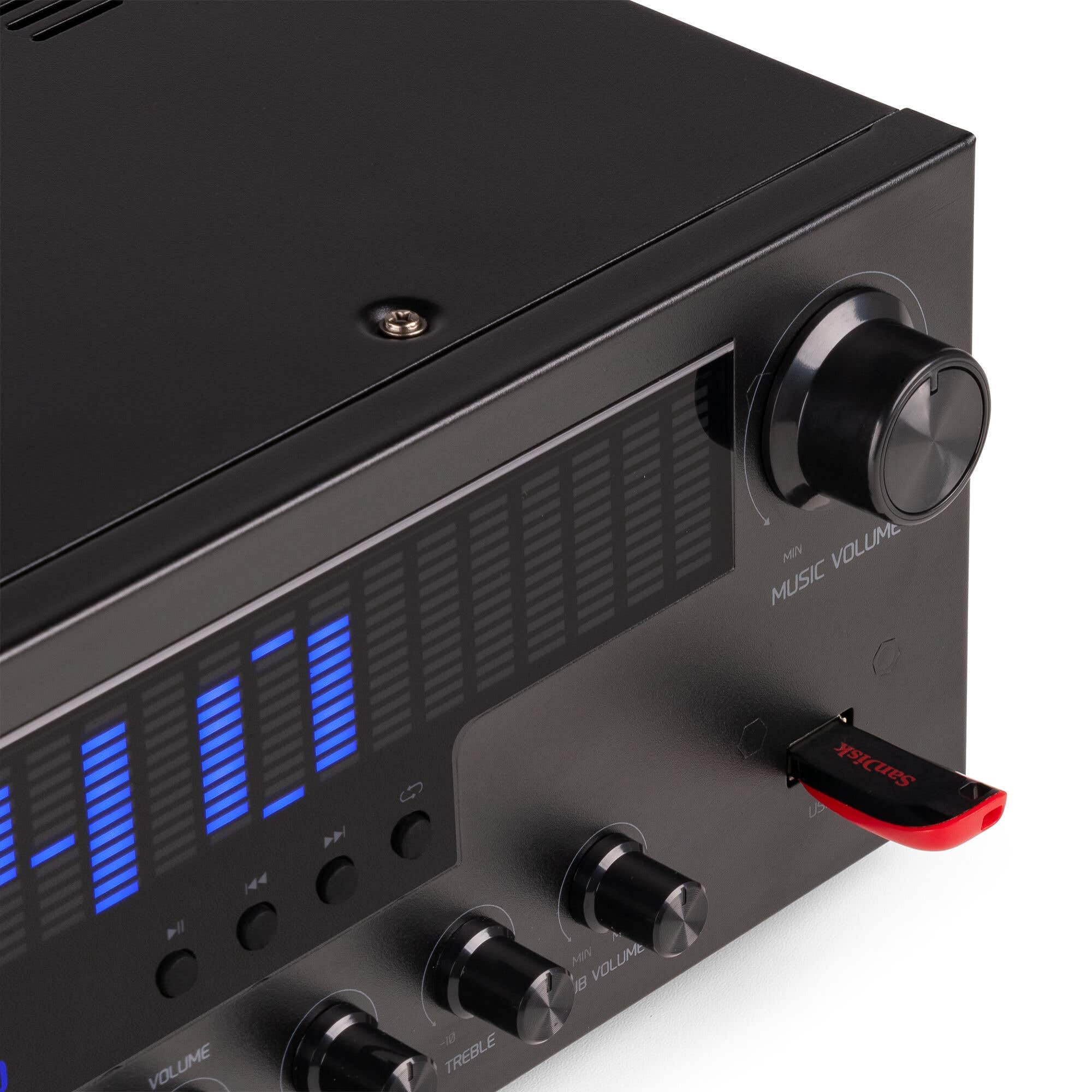 Audizio AV560EQ - Amplificatore Home Cinema 5.1, 390 W, Bluetooth USB FM | Immersive Home Cinema per film e musica, connessione versatile Bluetooth e USB, ideale per karaoke e lounge