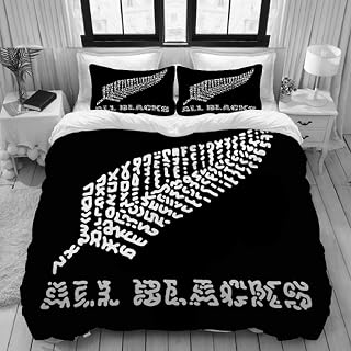 Double Bedding Set New Zealand Black Rugby Team Soft Microfiber winter Duvet Cover, Quilt Cover 200x200cm and 2 Pillowcases 50x75cm with Zipper