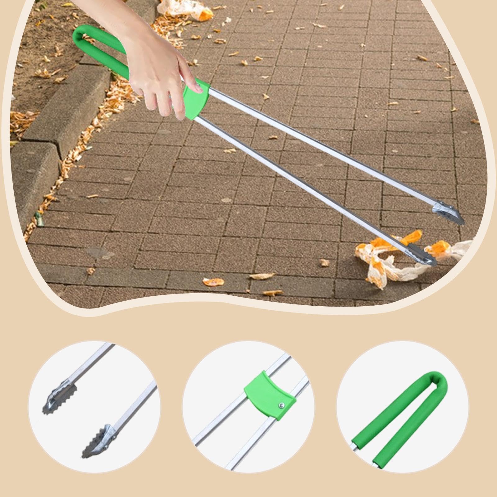 Greifer Werkzeug Abfallgreifer Greifzange Müllgreifer mit Langem Ergonomischem Stab Sicherem Greifkopf Und Festem Mechanismus für Senioren Gartenreini, Aluminiumstange