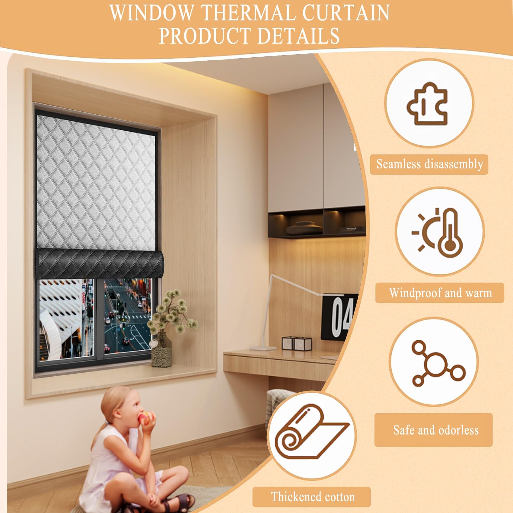 Window Insulation Kit 205 x 155 cm, con Retención de Calor, Aislamiento Térmico, Fácil de Pegar, Cualquier Tamaño, Windows Thickened Cover con Tape, para Ático Coche, Plata
