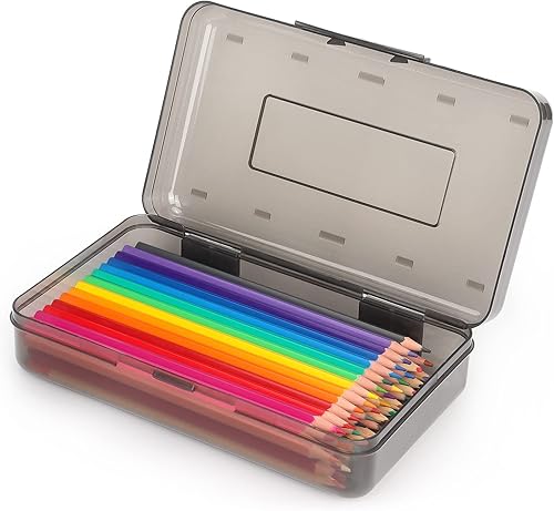 Tamaki 1 Paquete Caja de Lápices de Plástico de Gran Capacidad Cajas de Lápices Transparentes con Tapa de Cierre Hermético Diseño Apilable y