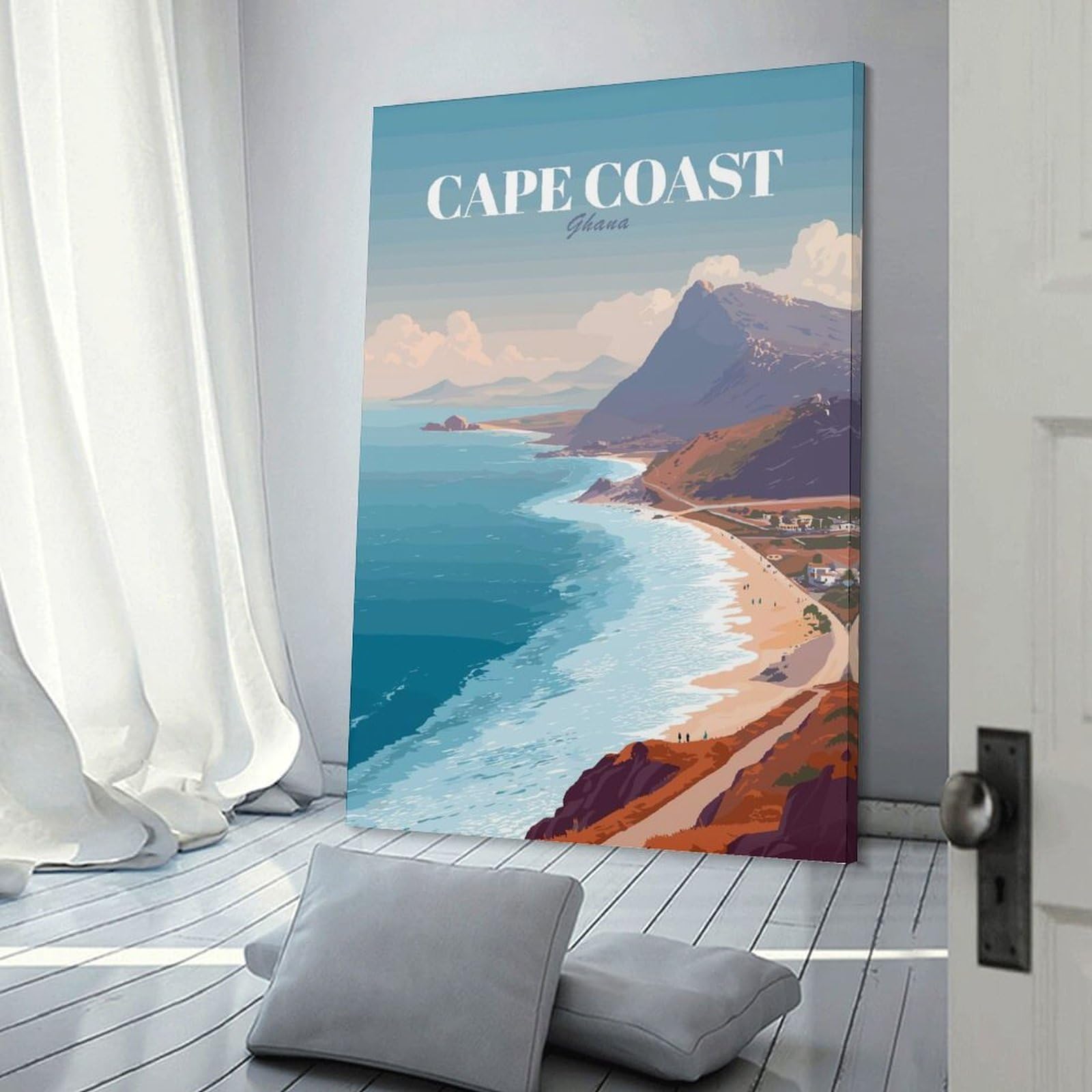 Junmoney Canvas Wall Decor Cape Coast Ghana Travel (2), 24x36inch(60x90cm), for Gallery Wall Decor And Room Displays, An Easy Match for Collected Prints