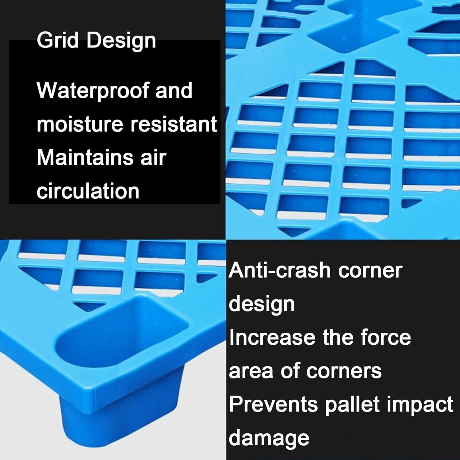 Plastic Pallets, Polyethylene Pallets, Non-Slip Grid Storage Racks, for Warehouses Workshop Outdoor Balconies(800x800x140mm)