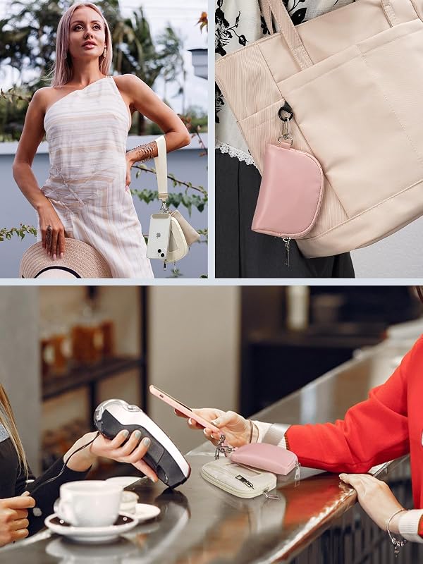 Mini Dual Pouch Wristlet Wallet Detachable Keychain Wristlet Wallets Portable Coin Purse Pouch Suitable for Women and Men with Phone Tether Tab by Flowston - Image 6