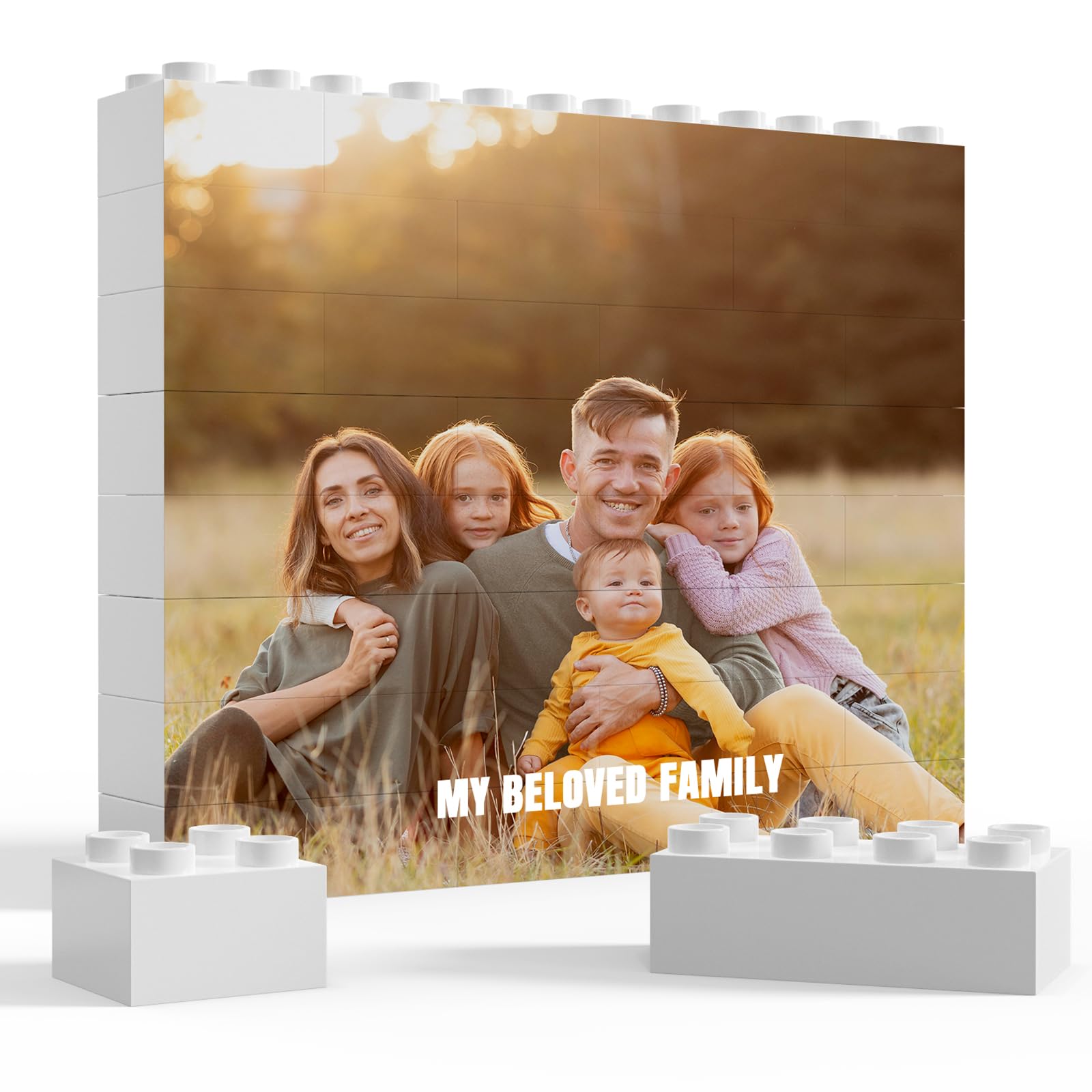 Personalised Photo Block Puzzle – Custom Double Sided Picture Building Bricks, Heart or Rectangle, Personalised Gifts for Couples, Valentine’s Day (Rectangle)