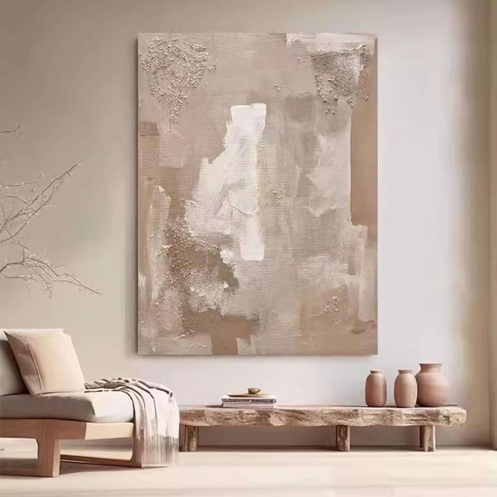 Peinture à l'huile wabi-sabi abstraite en relief sans cadre grande taille