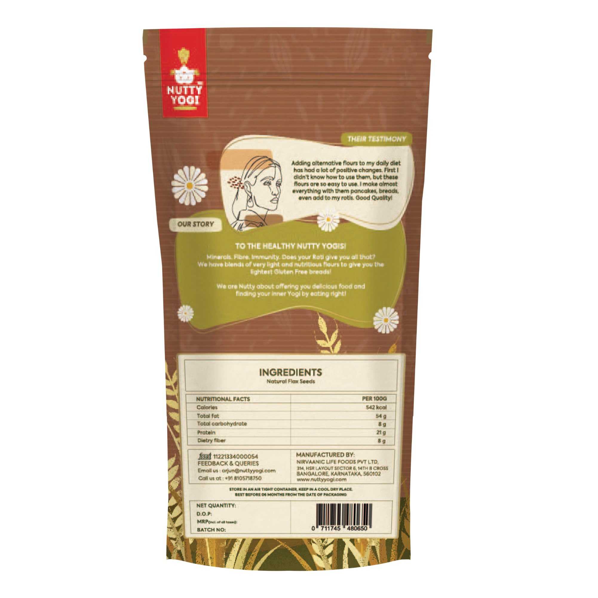 Nutty Yogi Whole Roasted Flax Seed Flour, Keto Friendly, Gluten Free, High Fiber, Low Carb, Omega Rich 300gm (Pack of 2) 3