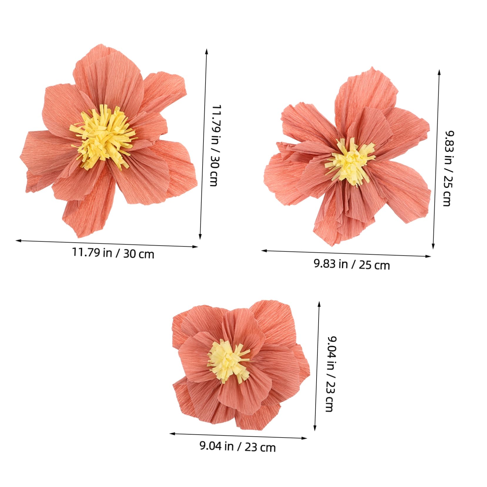 24 Pièces Décor de Fleurs Papier Crépon pour Décorations Murales Fleurs Artificielles pour Mariage et Shower Accessoires de Décoration Polyvalents Texturés