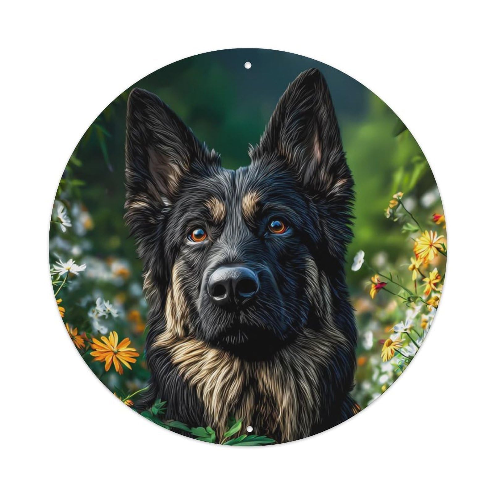 Animal German Shepherd Black And Tan Dog Portrait Vintage Metal Tin Sign Plaque Wall Decor for Cafe, Club Bar, Office, Garden Metal Poster 8x8Inch