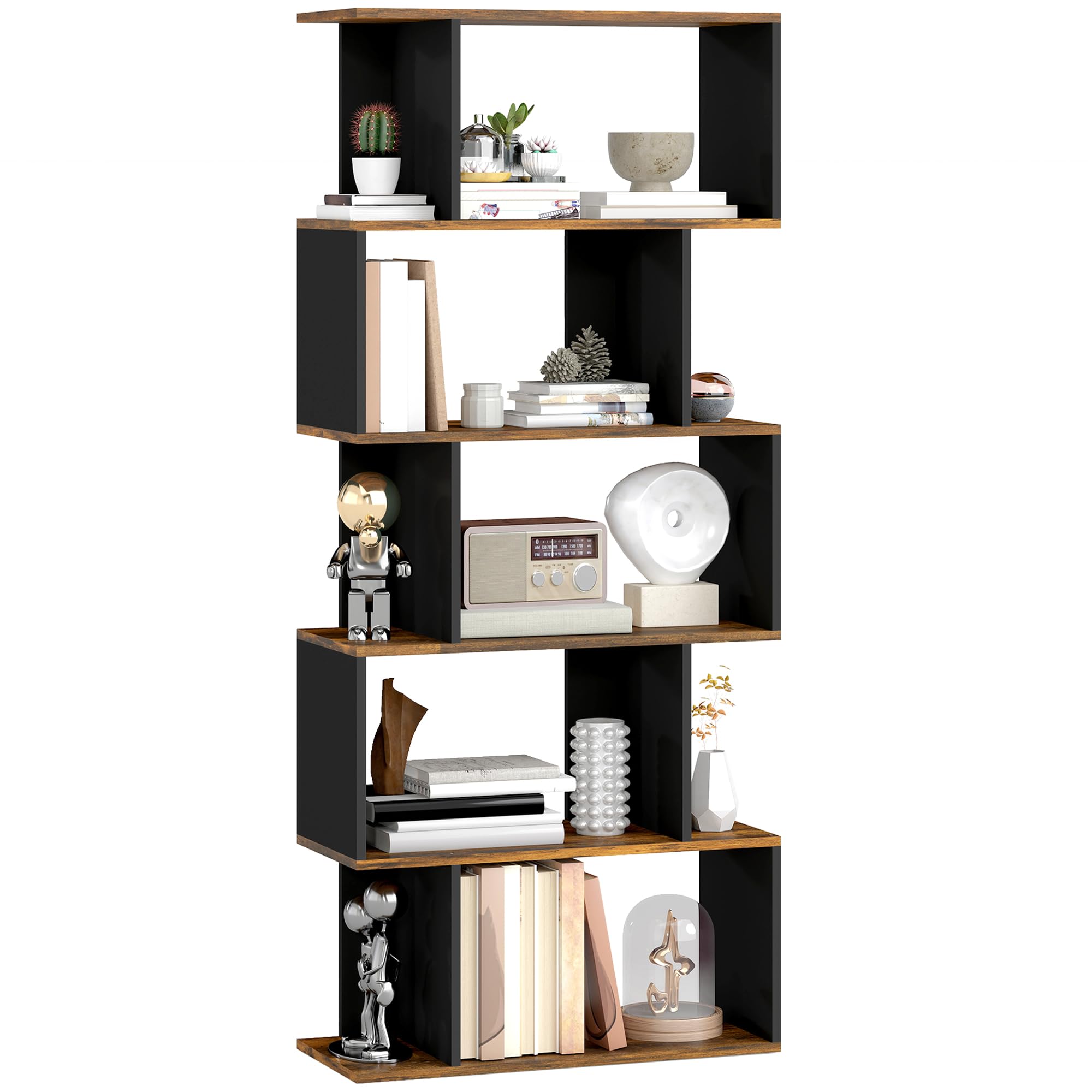 HOMCOM Scaffale Libreria a 5 Ripiani Mobile Aperto 70x29.5x163cm Marrone
