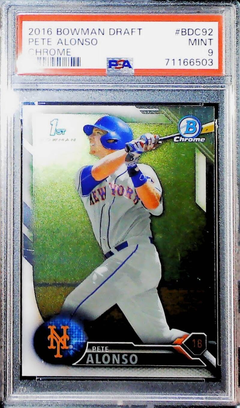 2016 Bowman Draft Chrome Baseball #BDC-92 Pete Alonso 1st Bowman Card New York Mets PSA 9 MINT