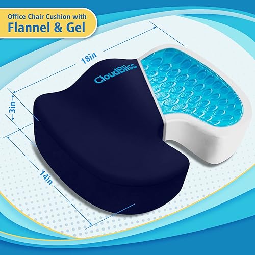 Miniatura 2 de CloudBliss Cojín de asiento de gel - Gel refrescante mejorado, espuma viscoelástica, cojín de asiento ergonómico para uso prolongado para oficina,