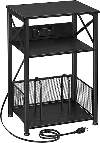 Miniatura 8 de AMHANCIBLE HETCD01BR-1 - Soporte para tocadiscos con estación de carga, soporte para tocadiscos con armario de almacenamiento, mesa auxiliar de 3