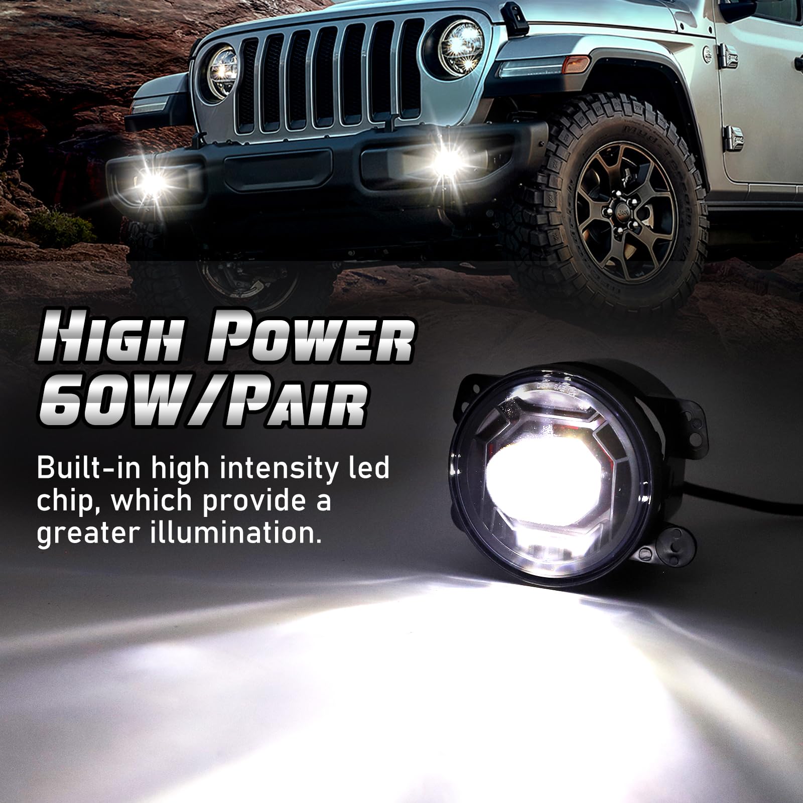 Amazon | OPP ULITE ホワイト イエロー JL LED フォグライト ジープ JL