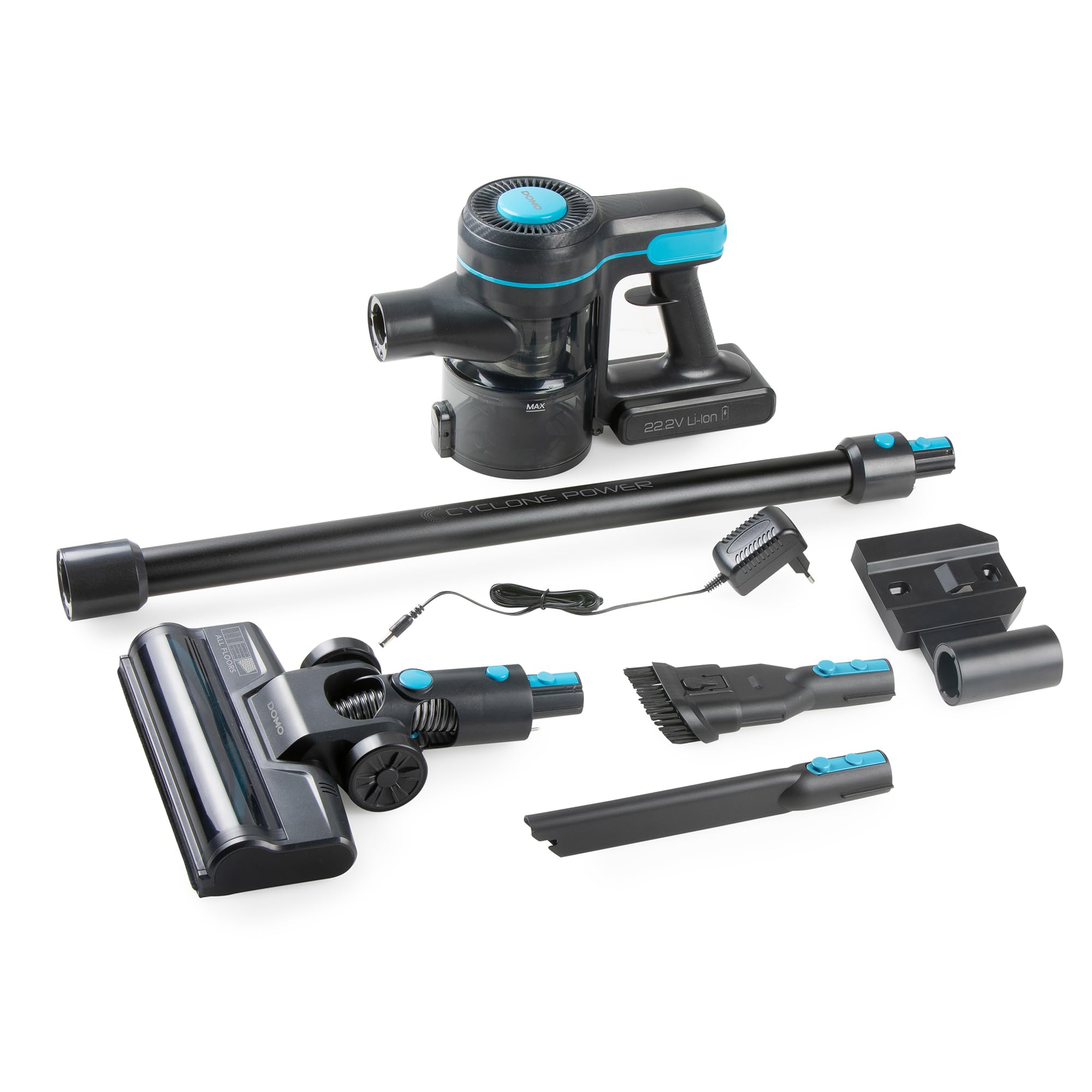DOMO DO1135SV 2-in-1 Akku Stielstaubsauger Kabellos – 0,6 L – 22,2 V – 40 min – Silber