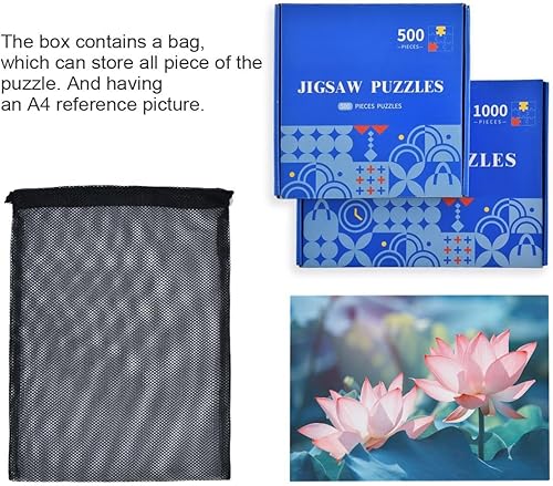 Miniatura 5 de Blooming Lotus Flower - Rompecabezas de 1000 piezas, con letras en la parte posterior, rompecabezas para adultos