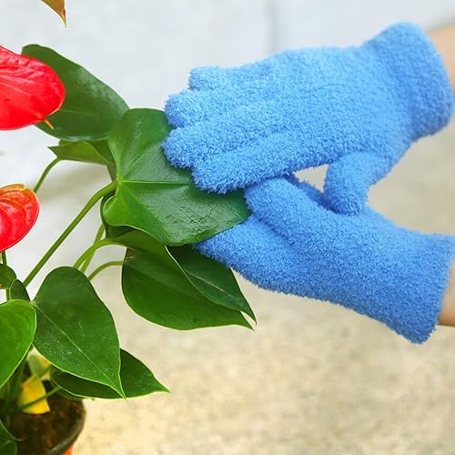 Miniatura 7 de Evridwear Guantes de microfibra para limpiar plantas, guantes reutilizables de limpieza de hojas para plantas de interior, persianas, muebles y