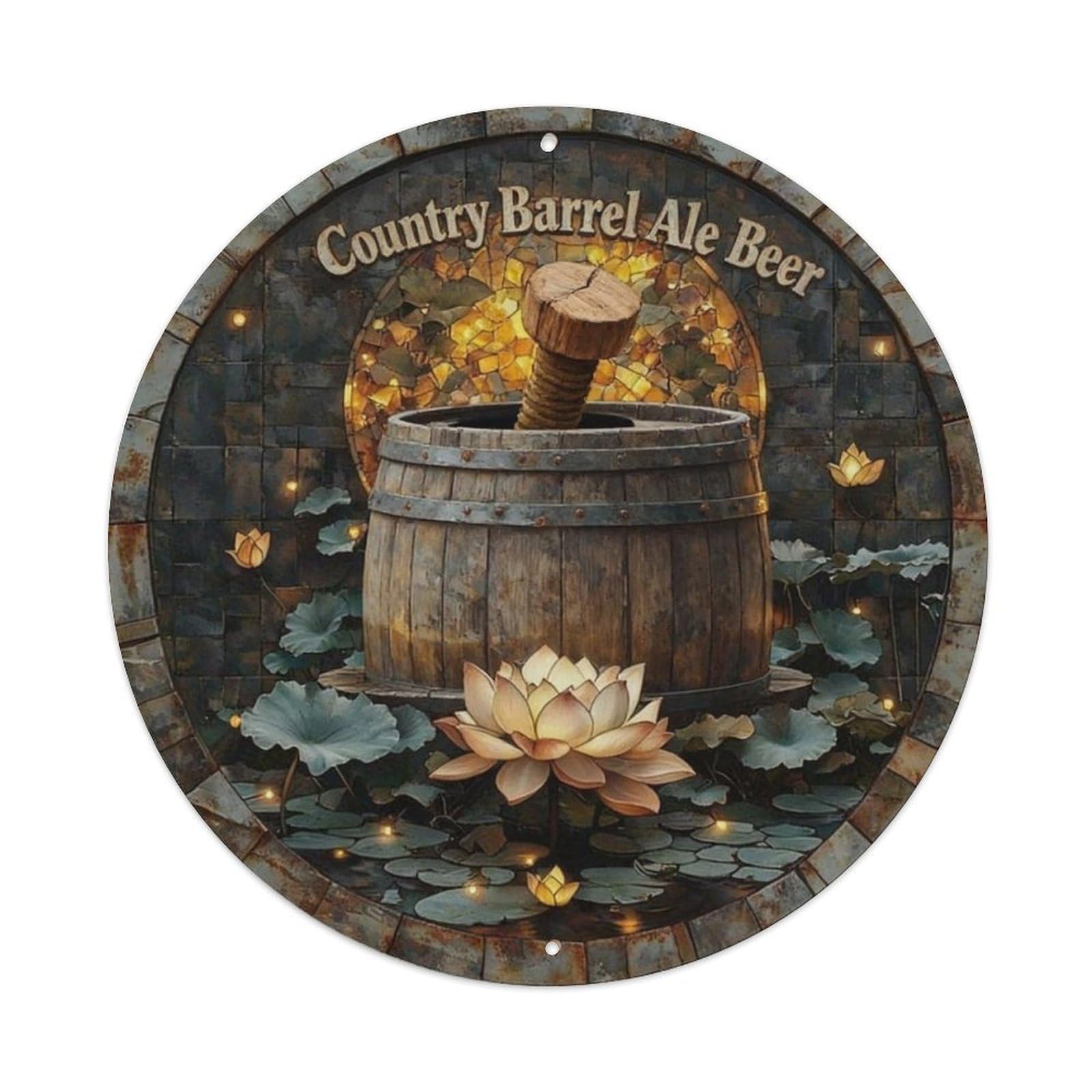 Country Barrel Ale Beer Metal Tin Sign Plaque