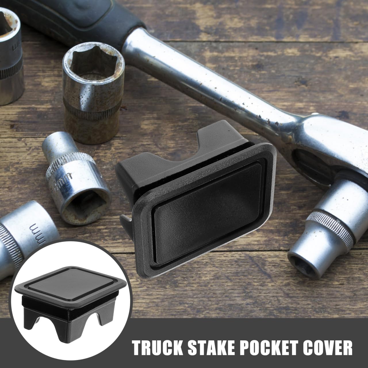 1 Pair Truck Bed Rail Stake Pocket Covers Rear Bed Rail Hole Caps Replacement Protection Accessory