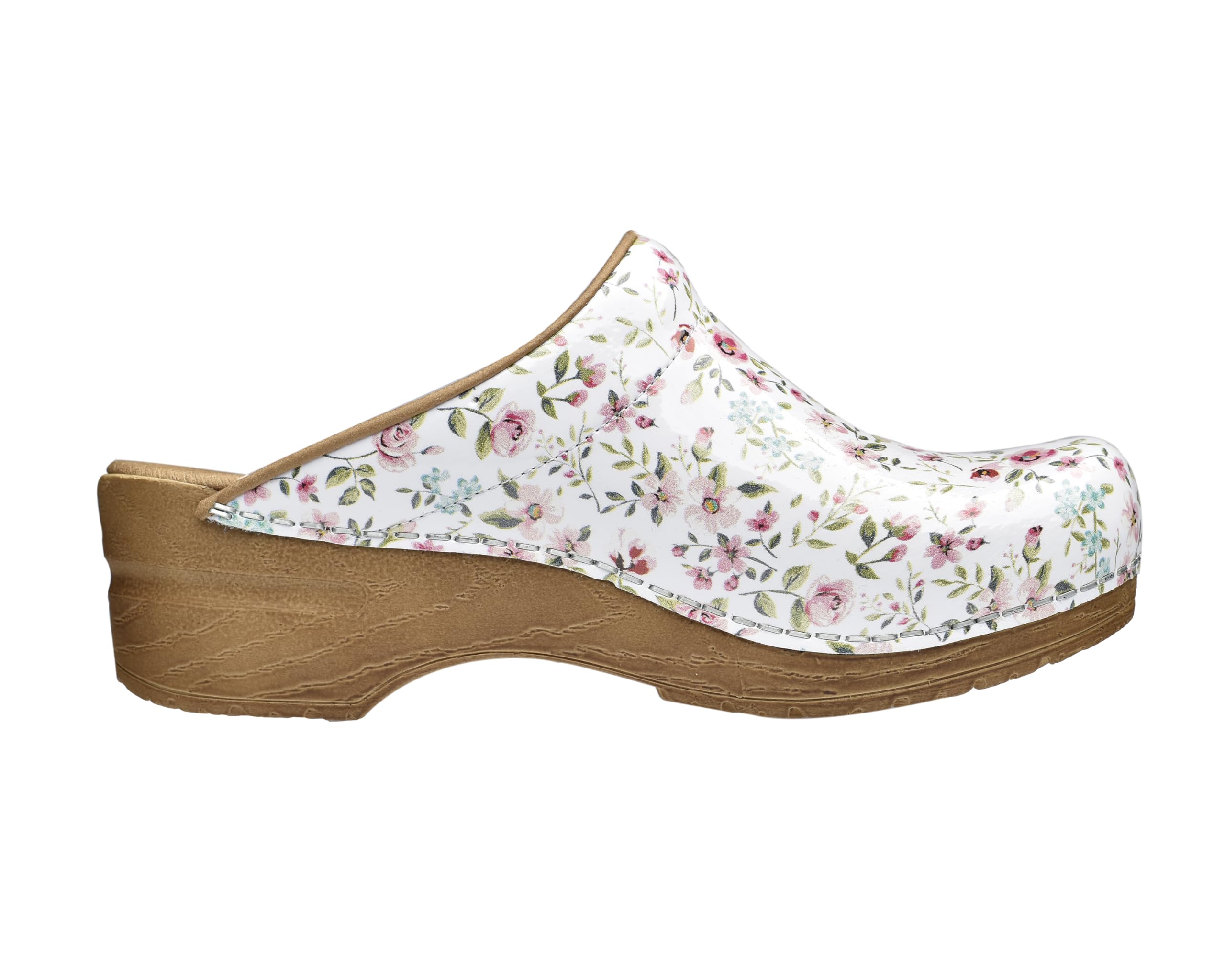 Sanita Illo Open Clog, Patent Leather, Original Handmade, Flexible Leather Clogs for Women, Anatomically Shaped Foot Bed with Soft Foam