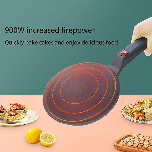 Miniatura 5 de Máquina eléctrica para hacer crepas, máquina de crepas instantánea con asa, 1 tazón de masa y batidora, antiadherente y fácil de limpiar