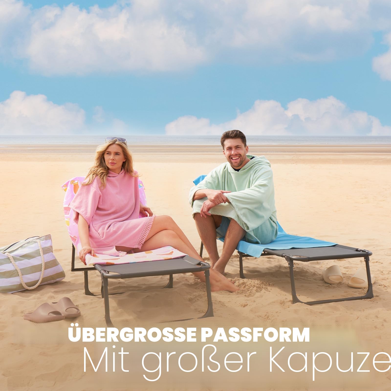 Brentfords Kapuzen Handtuch Poncho für Erwachsene, groß, zum Baden, Schwimmen, Surfen, Strand, saugfähige Mikrofaser, Damen und Mädchen, schnell trocknender Handtuch-Poncho, Blassrosa