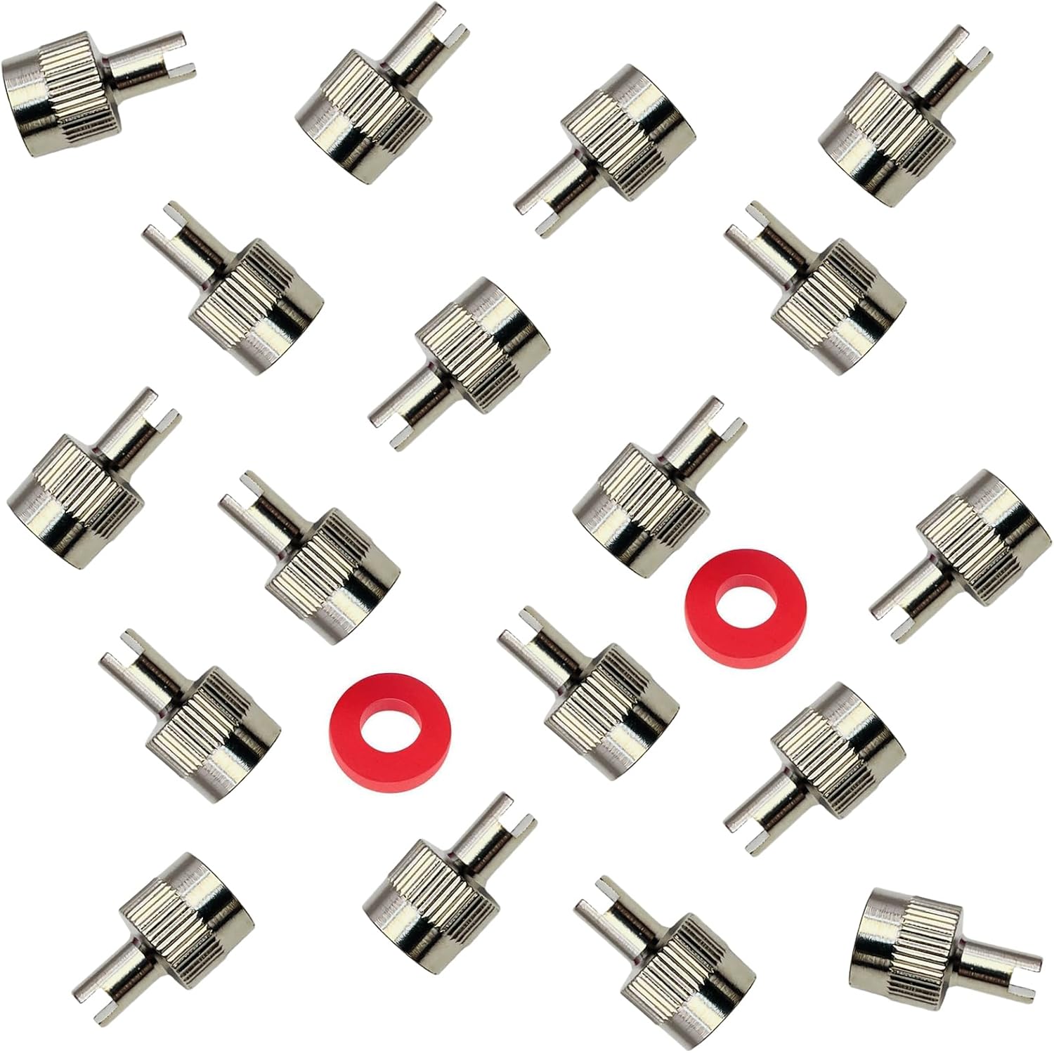 Brass Tire Valve Caps (25 Pack) Heavy-Duty Stem Covers | Dust Proof, with O Rubber Seal | Chrome Brass | Easy Install, Leak-Proof Air Protection | Light-Weight Caps(Silver) (Round)