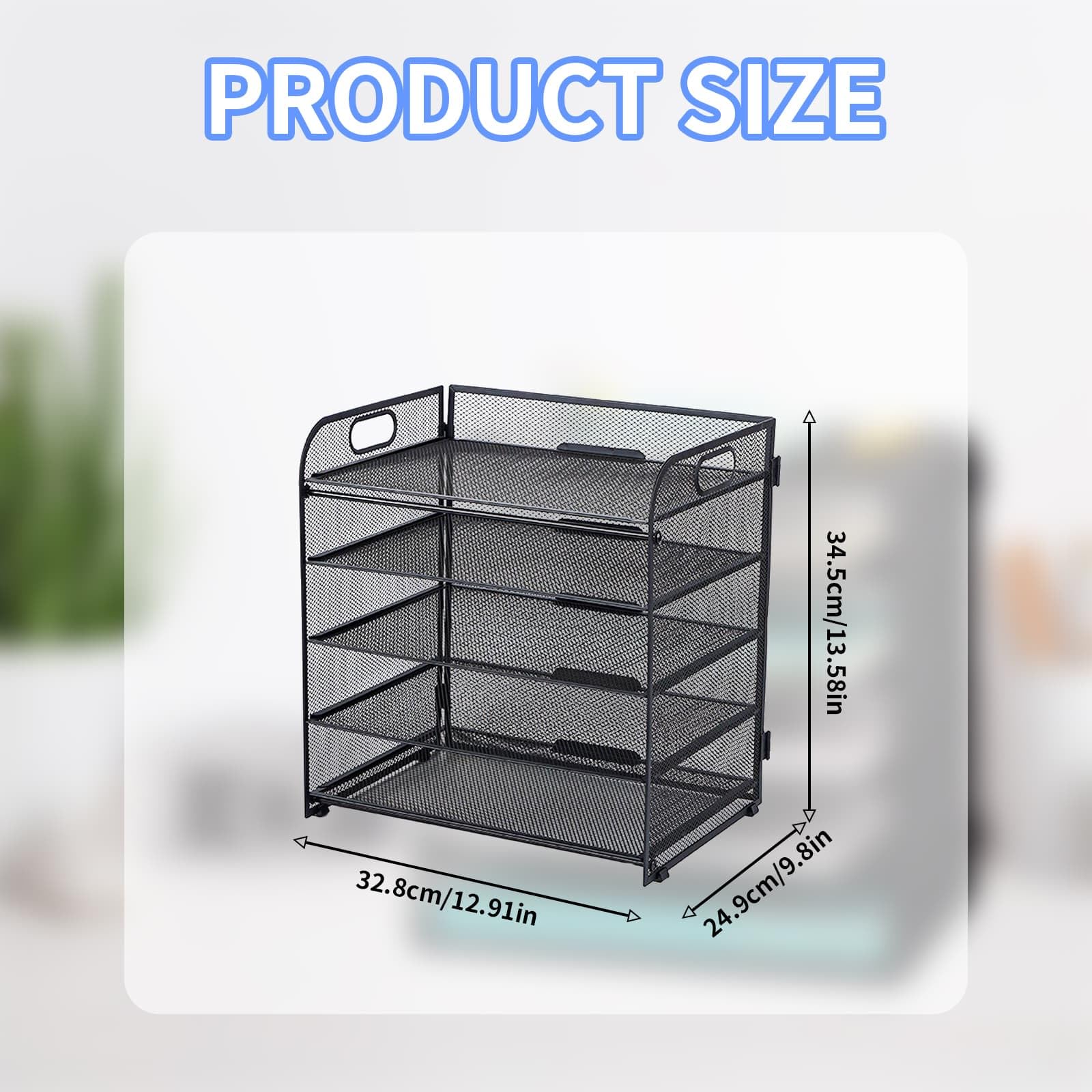 Mesh Letter Tray Organizer with Handle & Screwdriver, 5-Layer Letter Paper Organizer, File Folder Organizer - Image 2