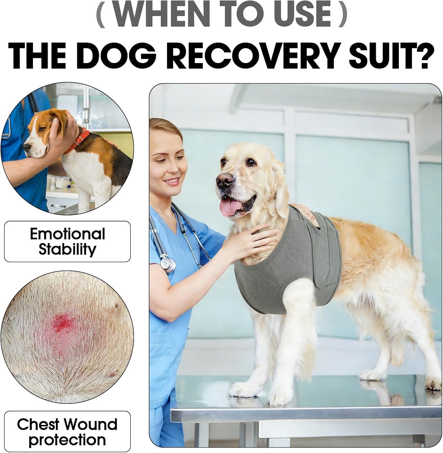 BRKURLEG Chest Recovery Suit for Dogs, Dog Chest Wound Cover, Breathable & Soft Pet Surgery Recovery Suit, Anti-Licking Wound Vest, Not for Spay/Neuter Surgeries, Pet Cone Alternative, Grey XL