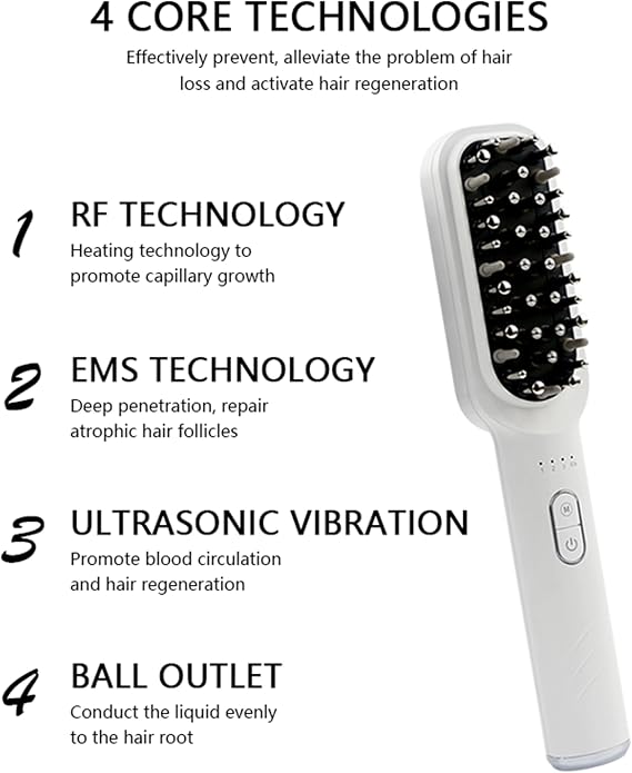 Elitzia Pro Hair Growth Comb - EMS/RF Therapy Laser Scalp Massager with Ionic Serum Infusion & Ultrasonic Vibration for Hair Loss Prevention & Regrowth