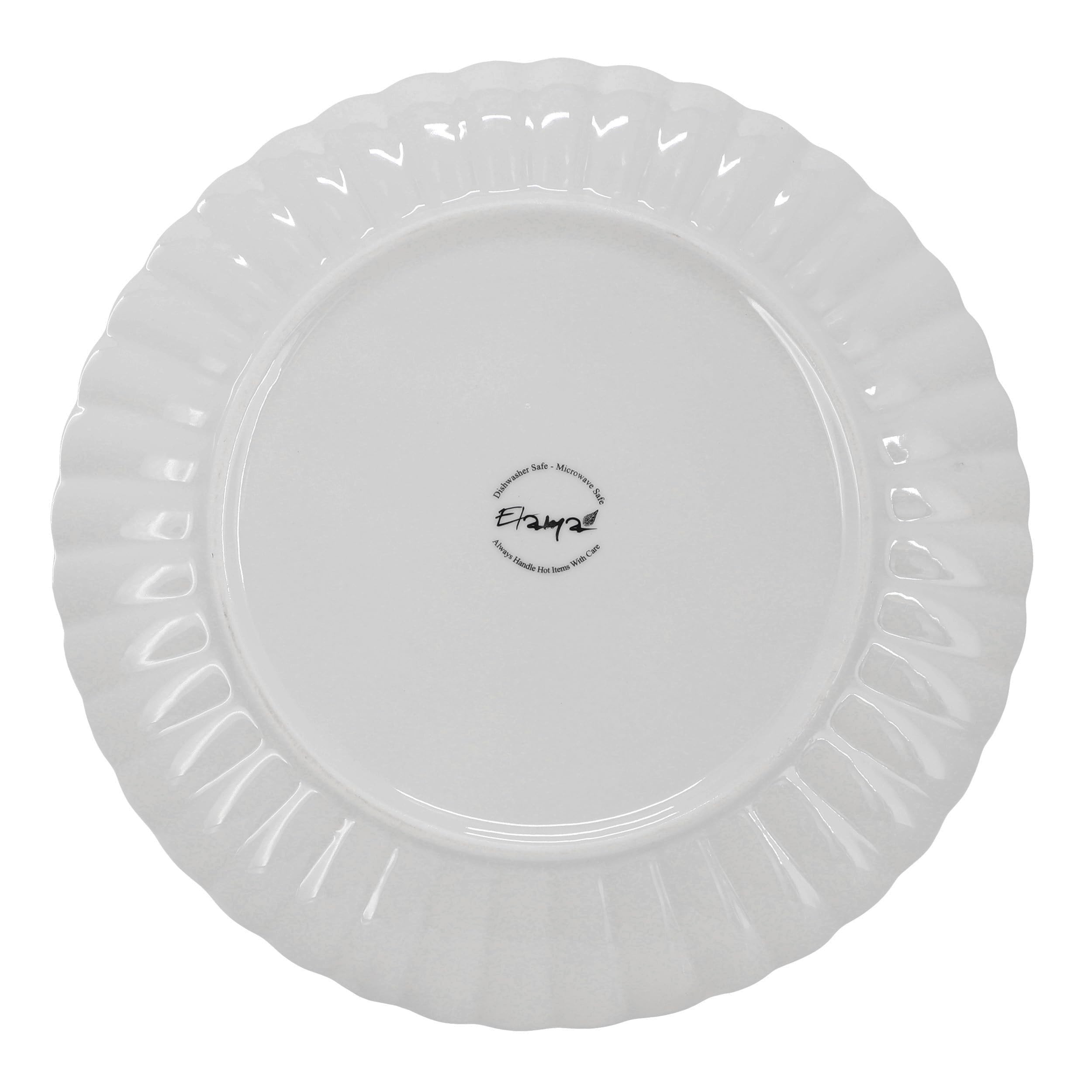 Elama Jane Geschirr-Set, Doppelschüsseln, Porzellan, Weiß, Serviergeschirr, Geschirr, Schüsseln, Teller-Set, 16-teilig (Jane)
