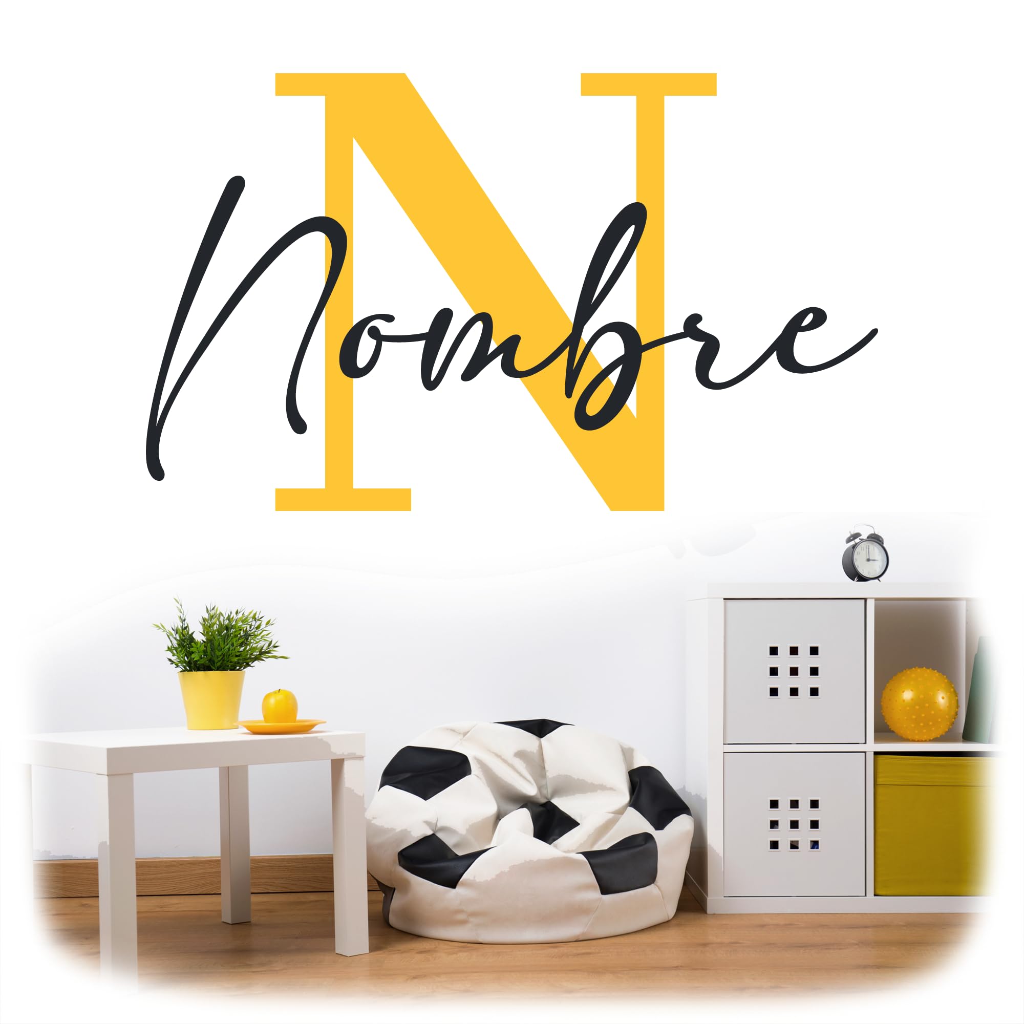Becral - Nombre con inicial personalizado | Pegatinas personalizadas Nombre y inicial para pared, puerta o armario | Vinilo Decorativo Pared infantil | Pegatinas Nombre | Pegatinas pared decorativas