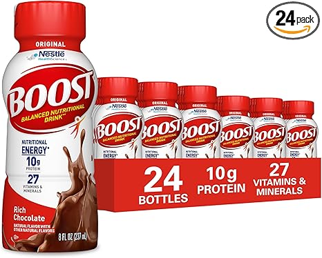 BOOST Original Ready to Drink Nutritional Drinks, Rich Chocolate, 8 Fl Oz Bottles (Pack of 24)