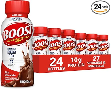 BOOST Original Ready to Drink Nutritional Drinks, Rich Chocolate, 8 Fl Oz Bottles (Pack of 24)