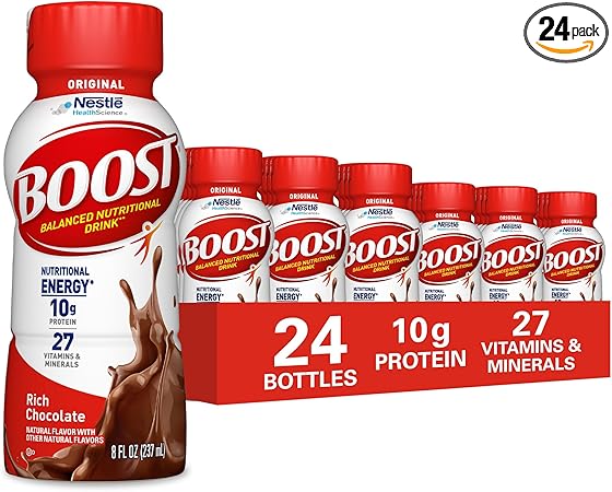BOOST Original Ready to Drink Nutritional Drinks, Rich Chocolate, 8 Fl Oz Bottles (Pack of 24)