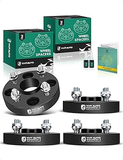 YHTAUTO 4x100mm Hub Centric Wheel Spacers 1 inch Fits Kia, Ford, Mazda, Scion, Toyota, Fiat Models, Corolla, xB, Tire Spacers w/ M12x1.5 & 12.9 Grade Studs, 54.1mm Hub Bore 4 Lug 4PCS Black