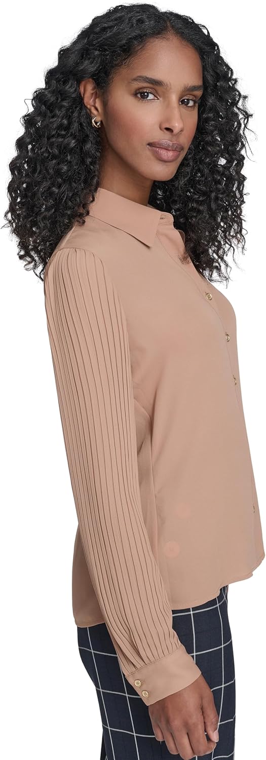 Tommy Hilfiger Womens Long Sleeve Shirt with Pleated Sleeves - Image 3