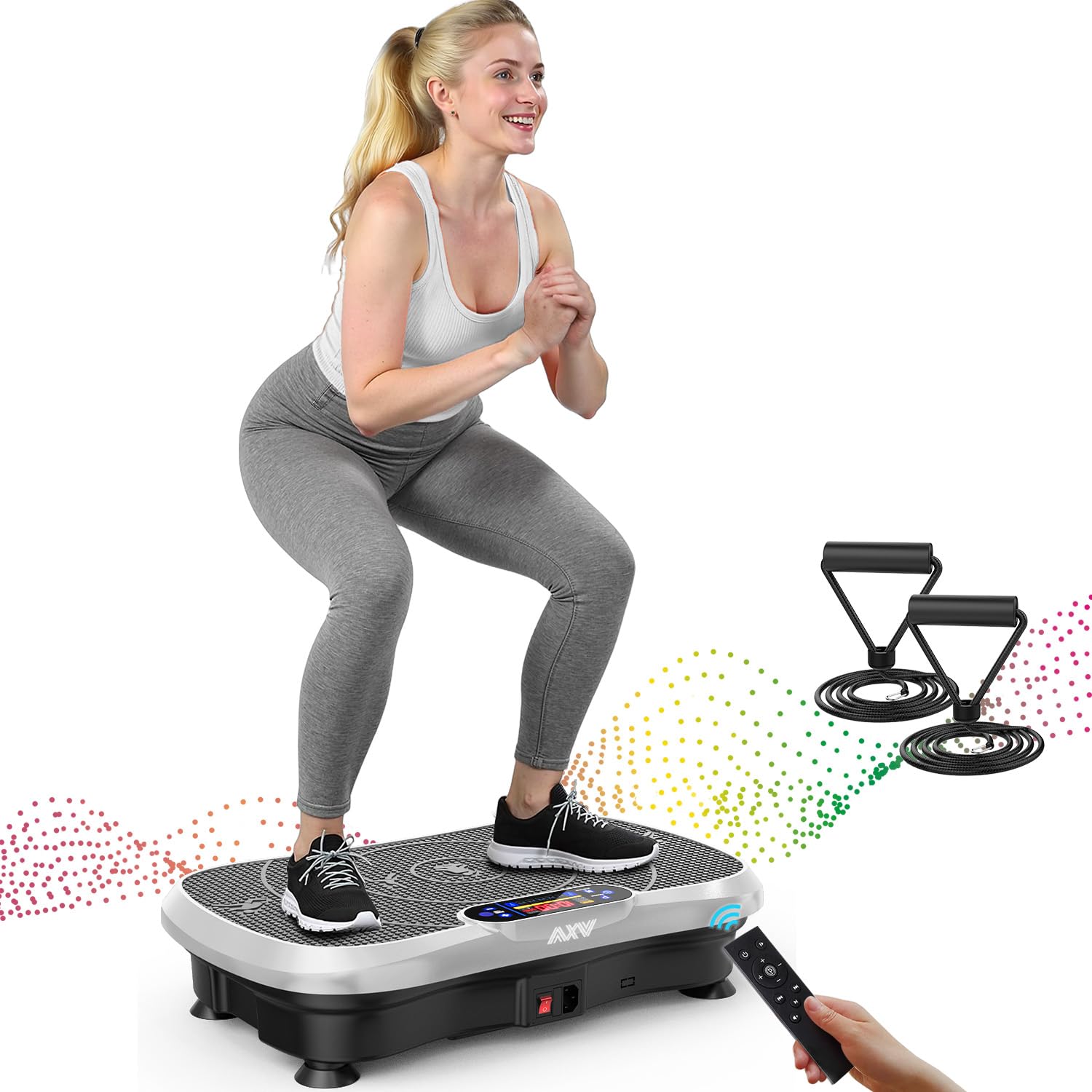AXV Vibration Plate Fitness Platform Exercise Machine Vibrating Shaking Full Body Shaker Workout Vibrate Stand Shake Board Sport for Weight Loss Fat Burner for Gym Home Office