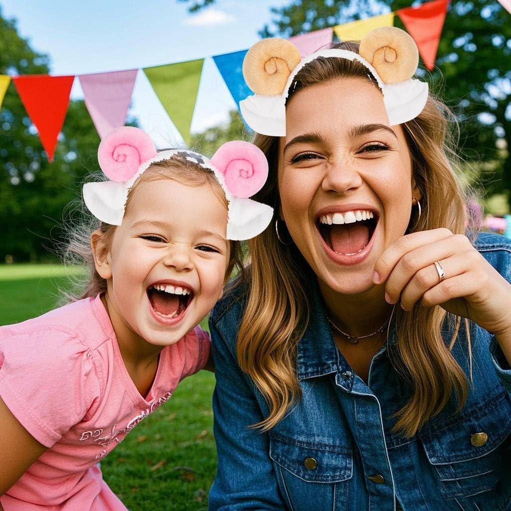 Kirei Sui 2-Piece Sheep Ears Headband Cute, Soft & Comfortable Halloween Christmas Party Accessories for Adult Women - Image 5