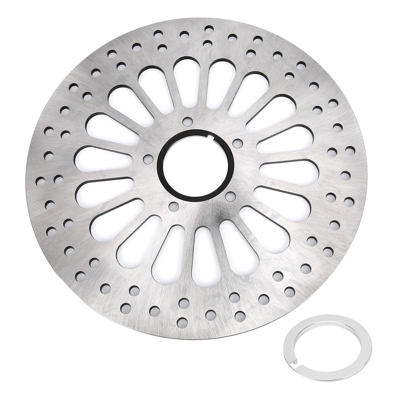Qqmora Disco de Freno Delantero de Motocicleta de Repuesto de Acero Inoxidable para Touring 2000-2007, Diseño de 5 Orificios, Diámetro Exterior de 11,5 Pulgadas, Diámetro Interior de 2,3 Pulgadas