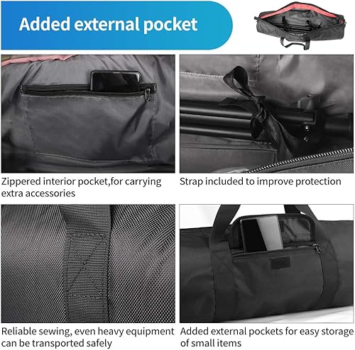 Miniatura 23 de HEMMOTOP Bolsa para trípode, 47 x 8.3 pulgadas en todos los lados, funda de transporte acolchada de 0.4 pulgadas de grosor con correa para el hombro