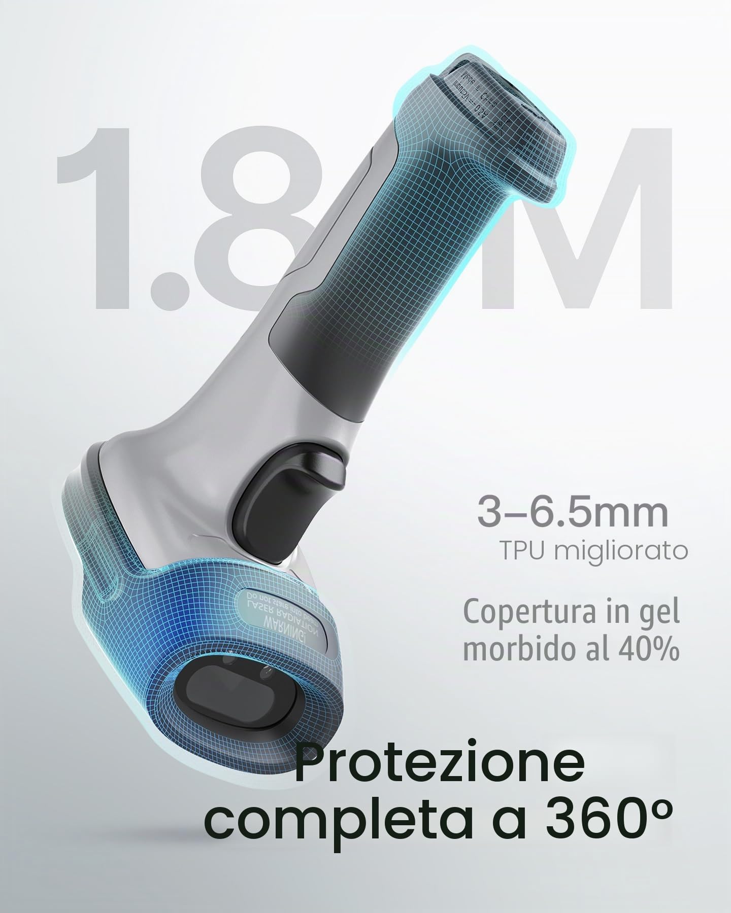 Inateck AI Lettore di Codici a Barre Bluetooth, Scanner 1D Wireless USB con App e SDK, 180 Giorni in Standby con Una Carica, Portata di 35 m, Scansione Automatica Rapida e Precisa, BCST-70 AI