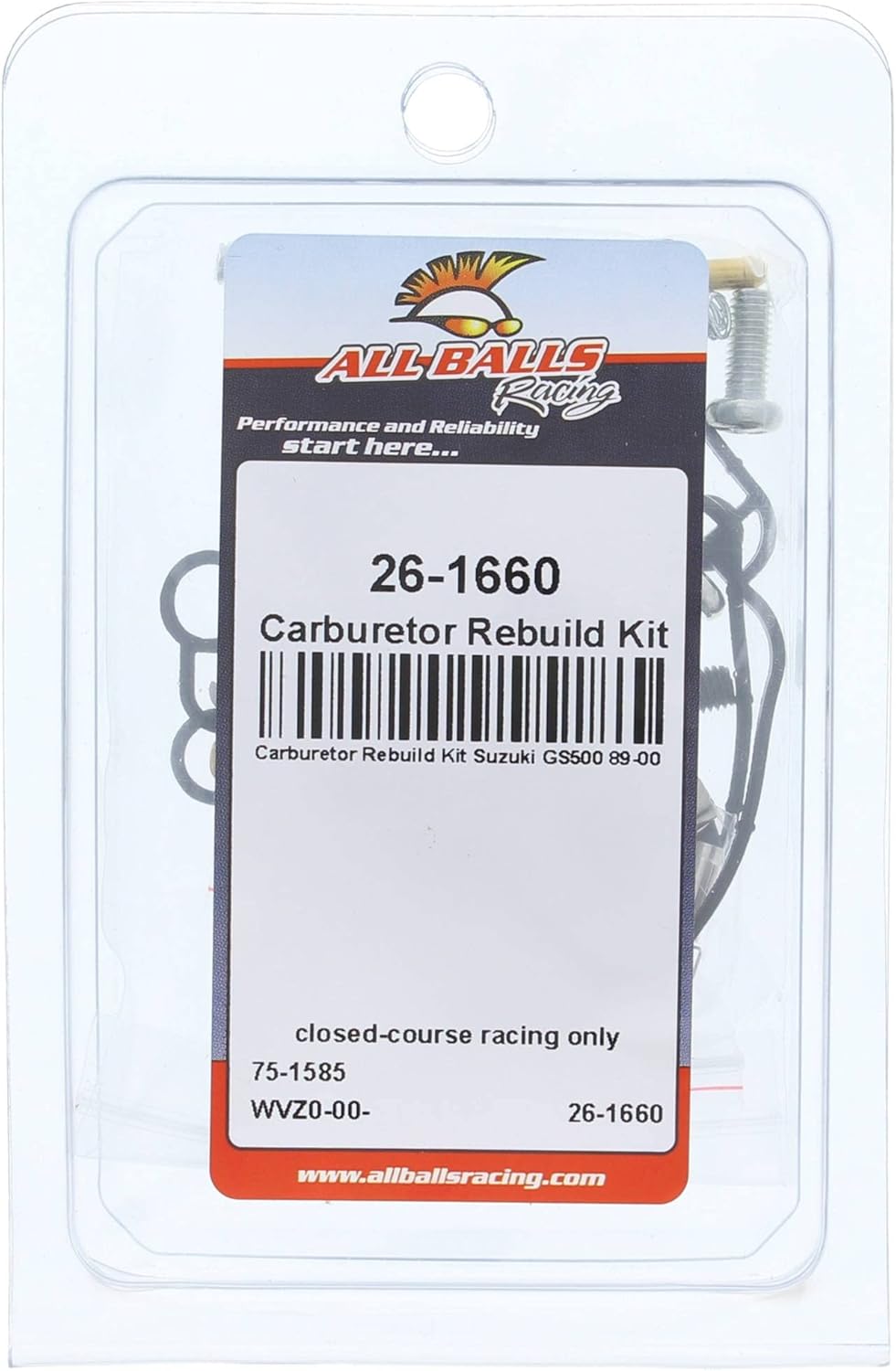 All Balls Racing 26-1660 Carburetor Rebuild Kit Compatible with/Replacement For Suzuki GS 500 E 1989-2000