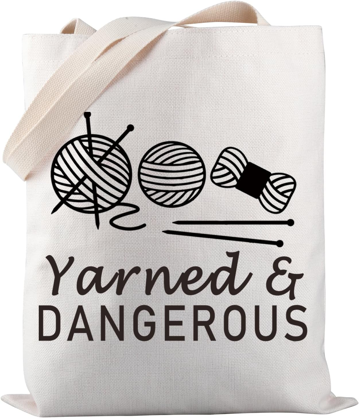 PWHAOO Knitting Project Bag Knitting Gift Yarned and Dangerous Yarn Tote Bag Knitting Bag Mothers Day Gift